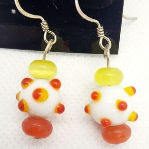 Crazy glass bumpy bead earrings
